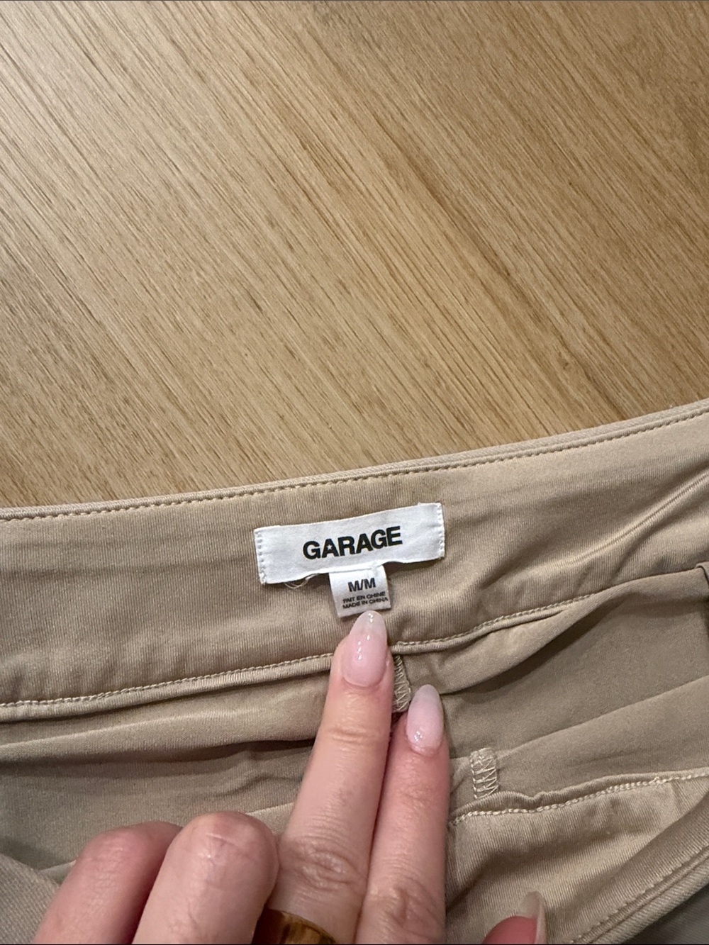 Garage Beige Mini Skirt with Front Slit - Picture 2 of 2